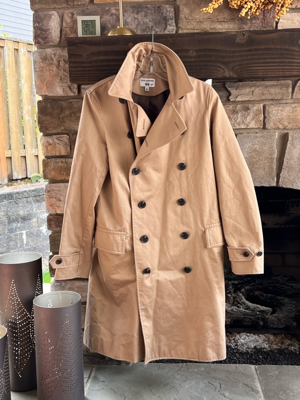 Ines De La Fressange Women’s Double-Breasted Tan Trench Coat Small
